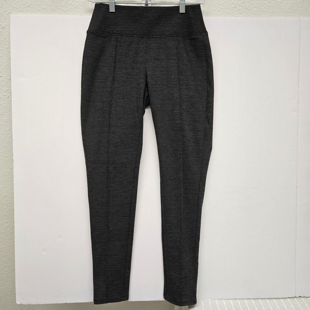 Nine West Womens Slim Leggings Charcoal Gray Textured High Waist Front Seam S